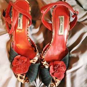 Vintage leopard print & jean Steve Madden heels